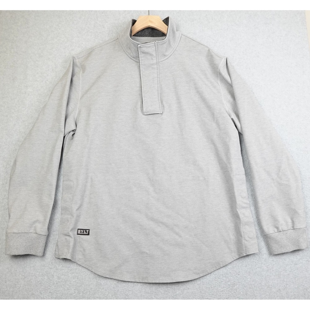 BYLT Elite Fairway Pullover Mens XL Gray 1/4 Zip Snap Long Sleeve Pullover Golf